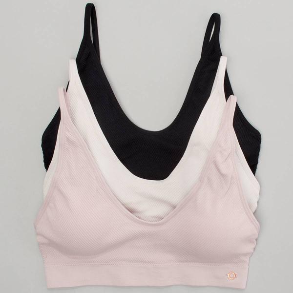 Womens Danskin 3pk. Diagonal Rib Longline Bras- DS6701-3PKE