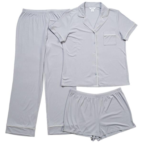 Womens Nicole Miller 3pc. Short Sleeve Pajama Set