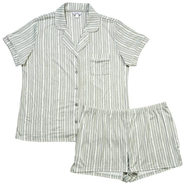 Womens Nicole Miller Short Sleeve Stripe Shorty Pajama Set alternate view