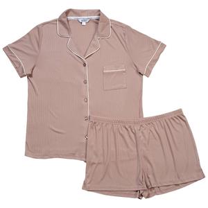 Womens Nicole Miller Short Sleeve Solid Shorty Pajama Set
