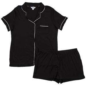 Womens Nicole Miller Short Sleeve Solid Shorty Pajama Set