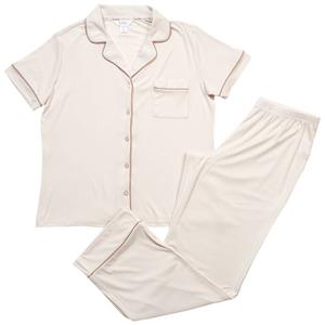 Womens Nicole Mille Short Sleeve Rib Notch Collar Pajama Set alternate view