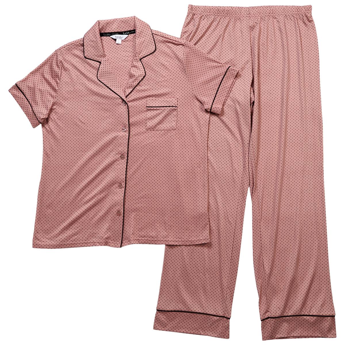 Womens Nicole Miller Short Sleeve Square Dot Long Leg Pajama Set