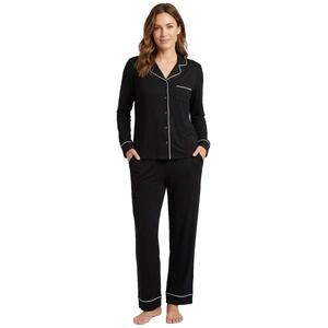 Womens Nicole Miller Long Sleeve Brushed Rib Peached Pajama Set