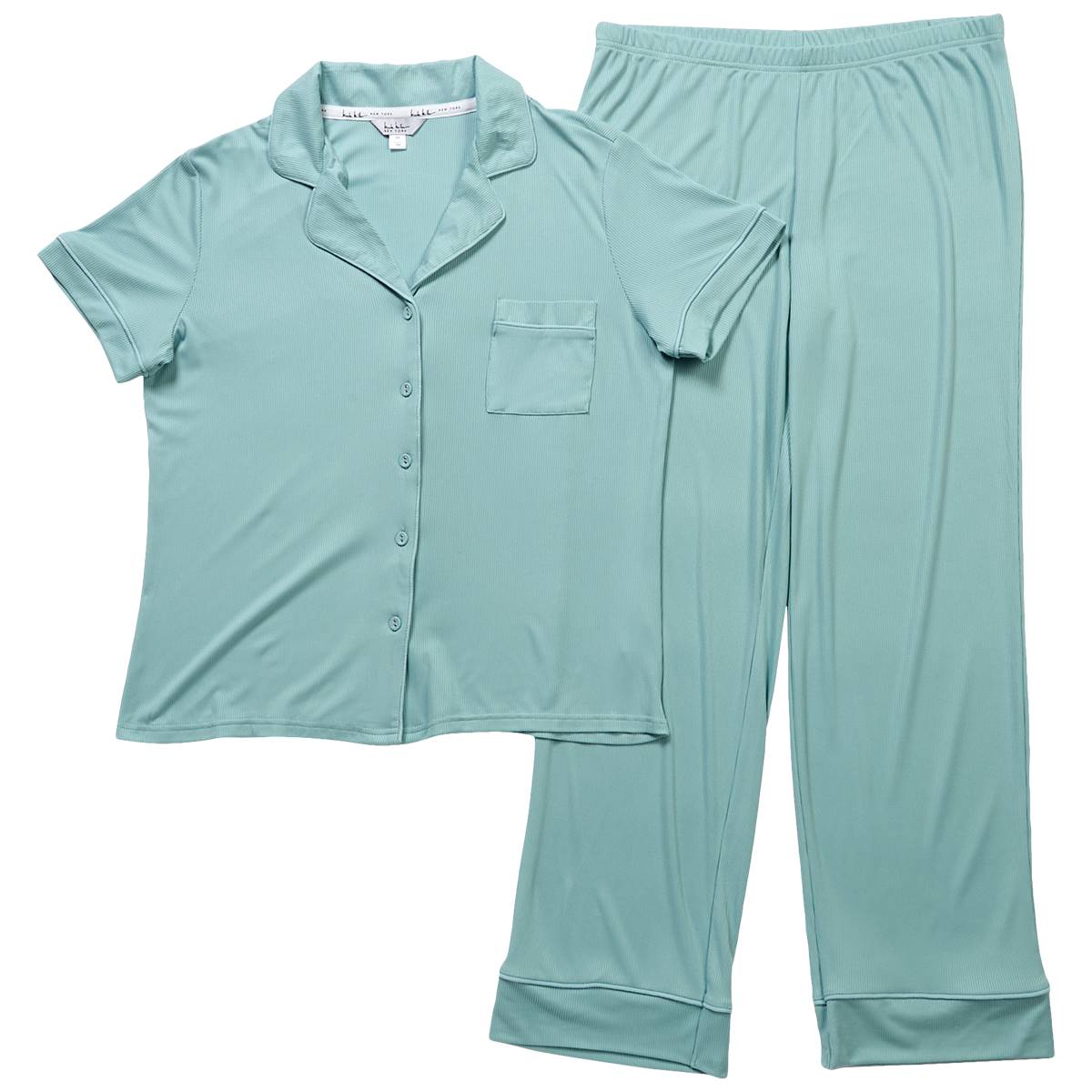 Womens Nicole Miller Short Sleeve Long Leg Rib Pajama Set