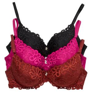 Womens Juicy Couture 3pk. Jacquard Push up Bras - JC2041-3PKCR alternate view