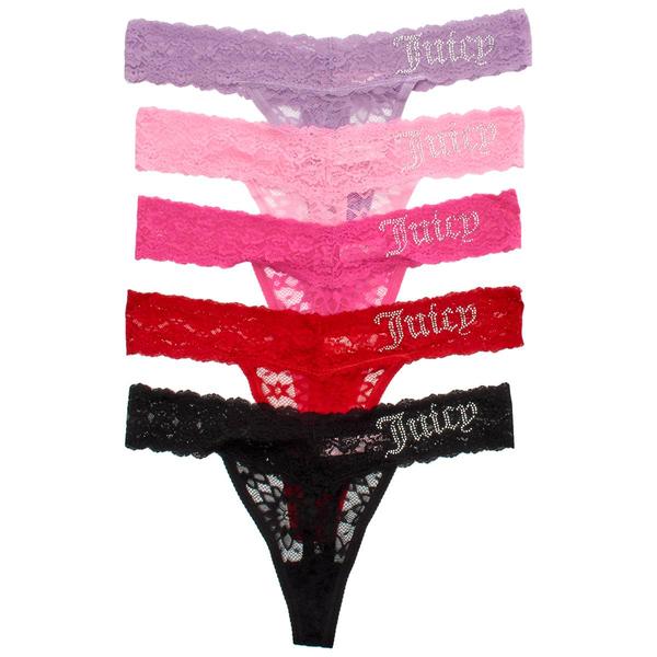 Womens Juicy Couture 5pk Rhinestone Thong Panties - JC9889-5PKEP alternate view