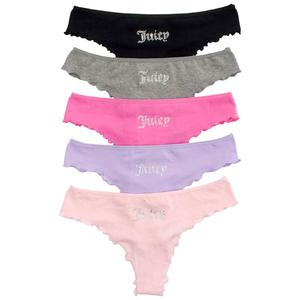 Womens Juicy Couture 5pk Lettuce Edge Thong Panties - JC1589-5PKA
