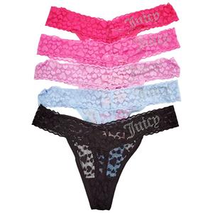 Womens Juicy Couture 5pk Heart Lace Thong Panties JC5422-5PKH alternate view