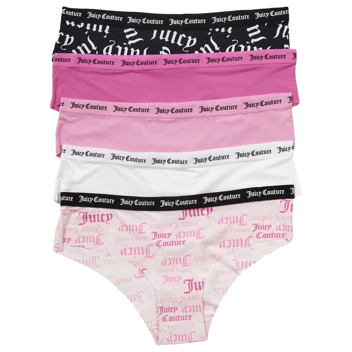 Juniors Juicy Couture 5pk Raw Edge Micro Hipsters JC7242-5PKBL