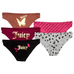 Womens Juicy Couture 5pk. Tanga Cheeky Panties JC7788-5PKBP