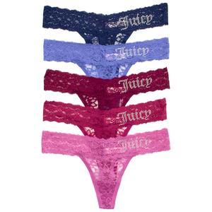 Juniors Juicy Couture 5pk. Rhinestone Thong Panties JC9889-5PKEM alternate view