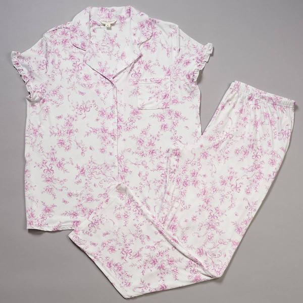 Womens Laura Ashley(R) Short Sleeve Bow Toile Pajama Set alternate view