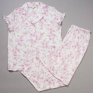 Womens Laura Ashley(R) Short Sleeve Bow Toile Pajama Set alternate view