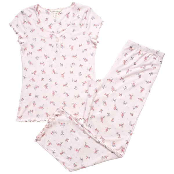 Womens Laura Ashley(R) Short Sleeve Rose Bouquets Pajama Set alternate view