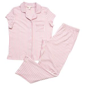 Womens Laura Ashley(R) Short Sleeve Stripe & Long Leg Pajama Set