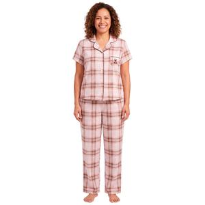 Womens Laura Ashley(R) Short Sleeve Bear Pocket Plaid Pajama Set