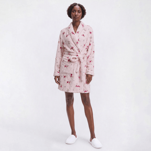 Womens Laura Ashley(R) Long Sleeve Floral Plush 36 Wrap Robe