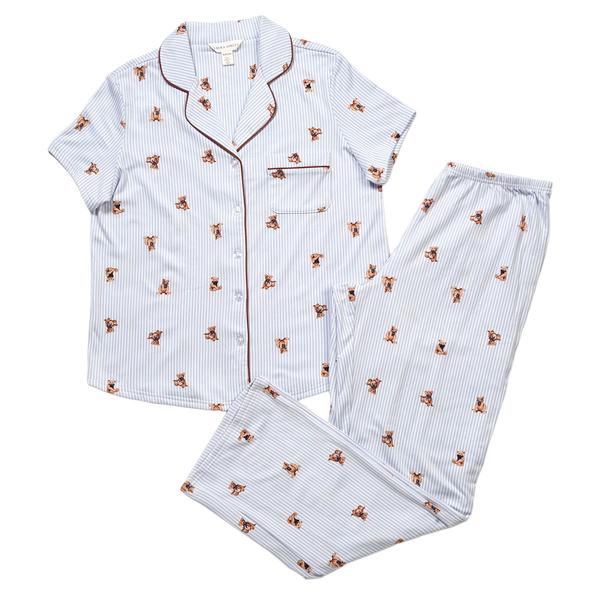 Womens Laura Ashley(R) Short Sleeve Stripe & Bear Pajama Set alternate view