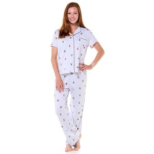 Womens Laura Ashley(R) Short Sleeve Stripe & Bear Pajama Set