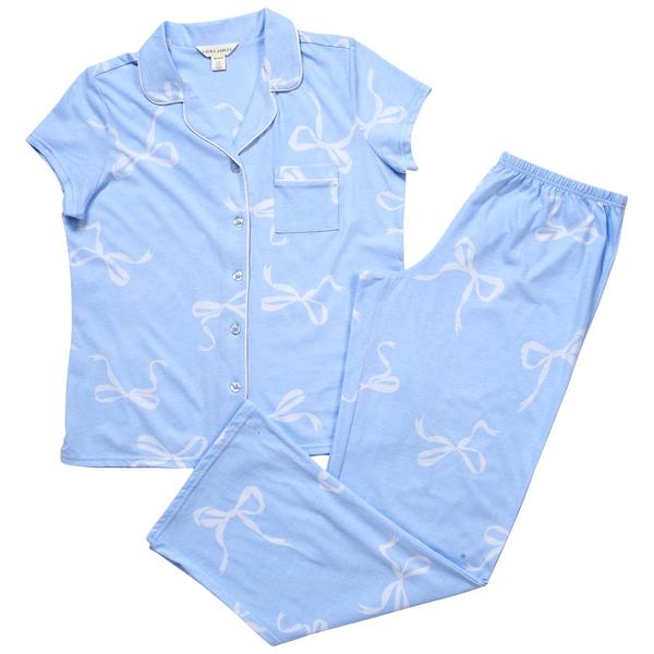 Womens Laura Ashley(R) Short Sleeve Bows Long Leg Pajama Set alternate view