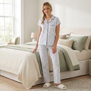 Womens Laura Ashley(R) Short Sleeve Small Bouquets Pajama Set
