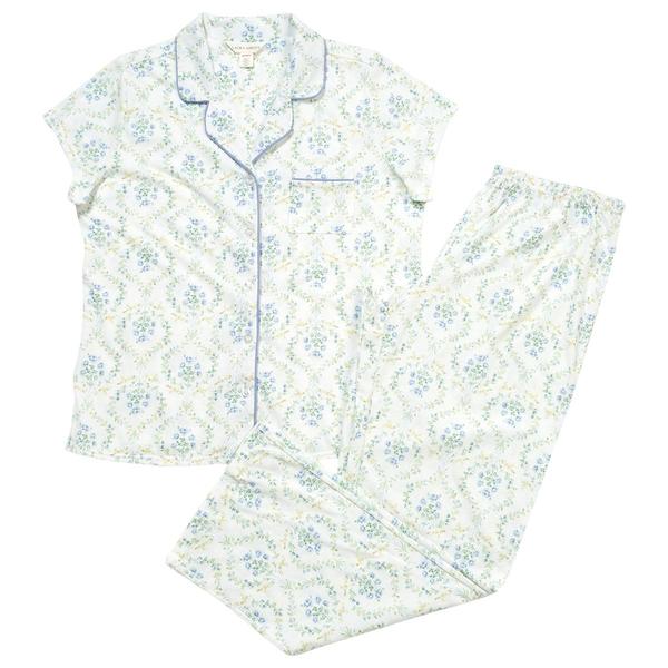 Womens Laura Ashley(R) Short Sleeve Floral Trellis Pajama Set-White alternate view