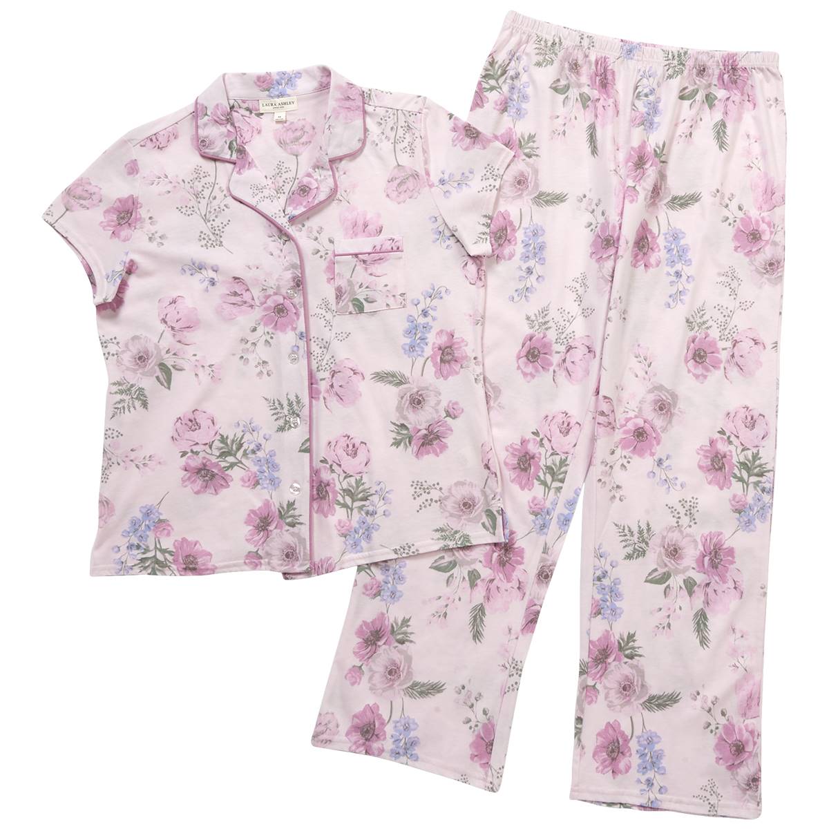 Womens Laura Ashley(R) Short Sleeve Bouquet Long Leg Pajama Set