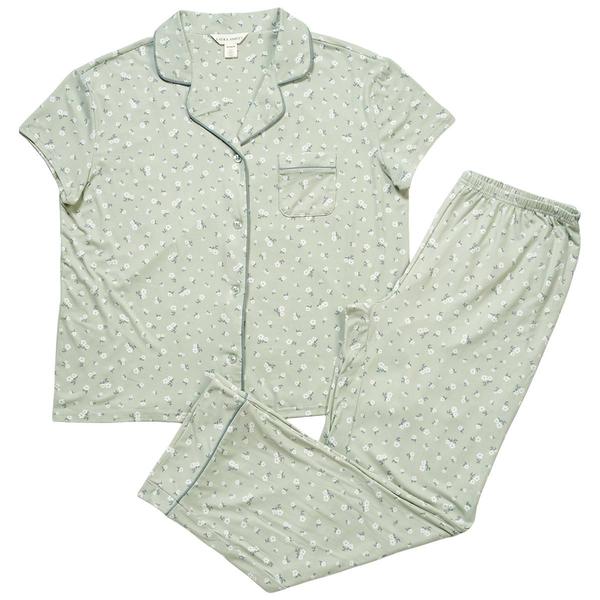 Womens Laura Ashley(R) Short Sleeve Small Ditsy Floral Pajama Set alternate view