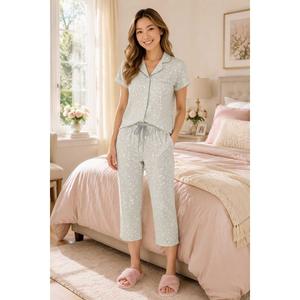 Womens Laura Ashley(R) Short Sleeve Small Ditsy Floral Pajama Set