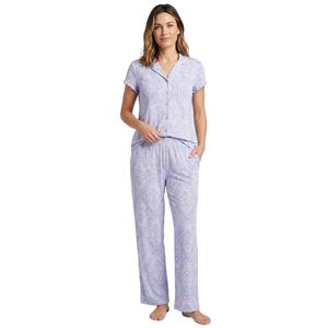Womens Lauara Ashley(R) Short Sleeve Ruffled Rib Pajama Set