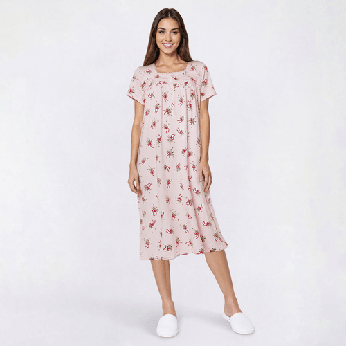 Womens Laura Ashley(R) Short Sleeve Holly Henley Nightgown