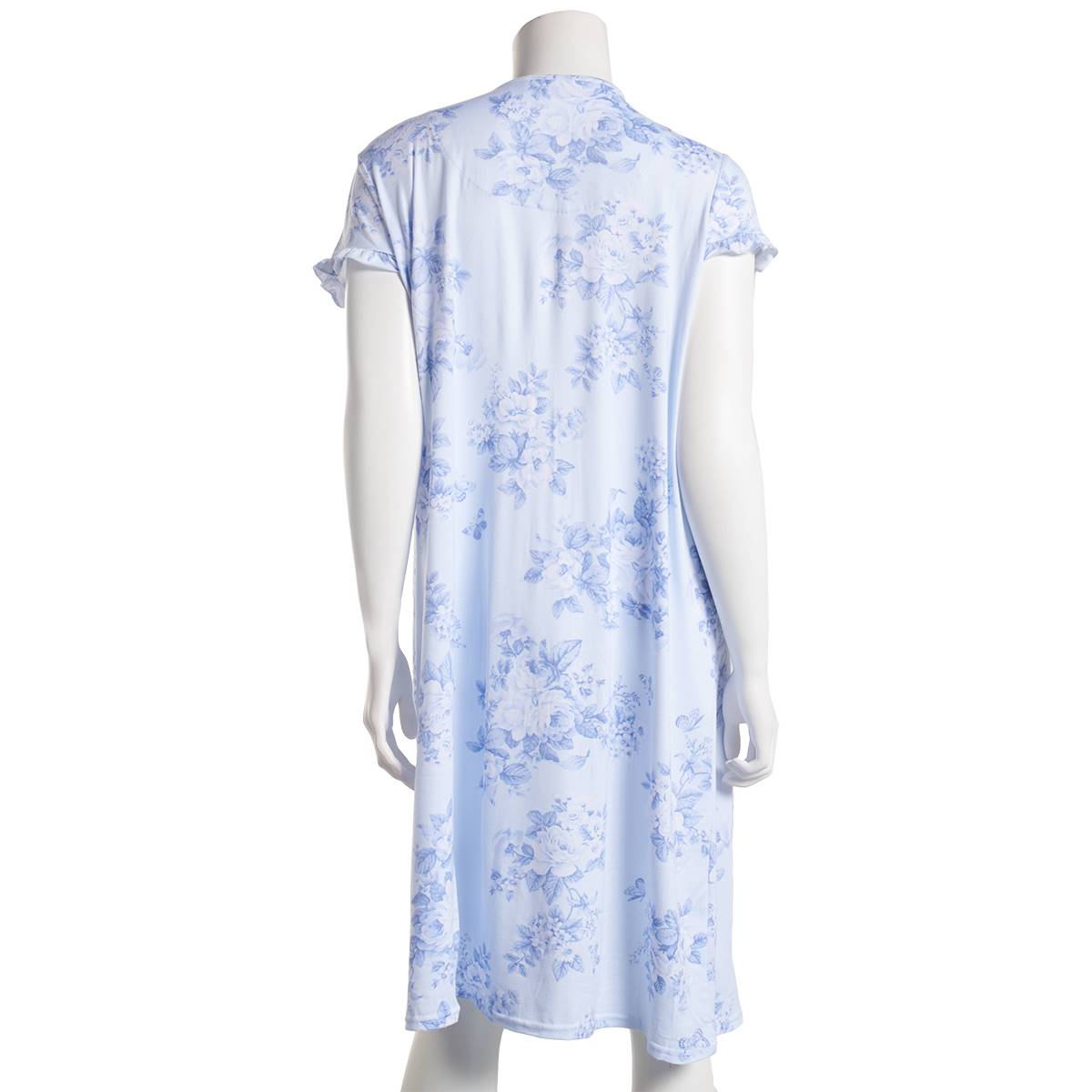 Womens Laura Ashley(R) Ruffle Cap Sleeve Floral Henley Nightgown