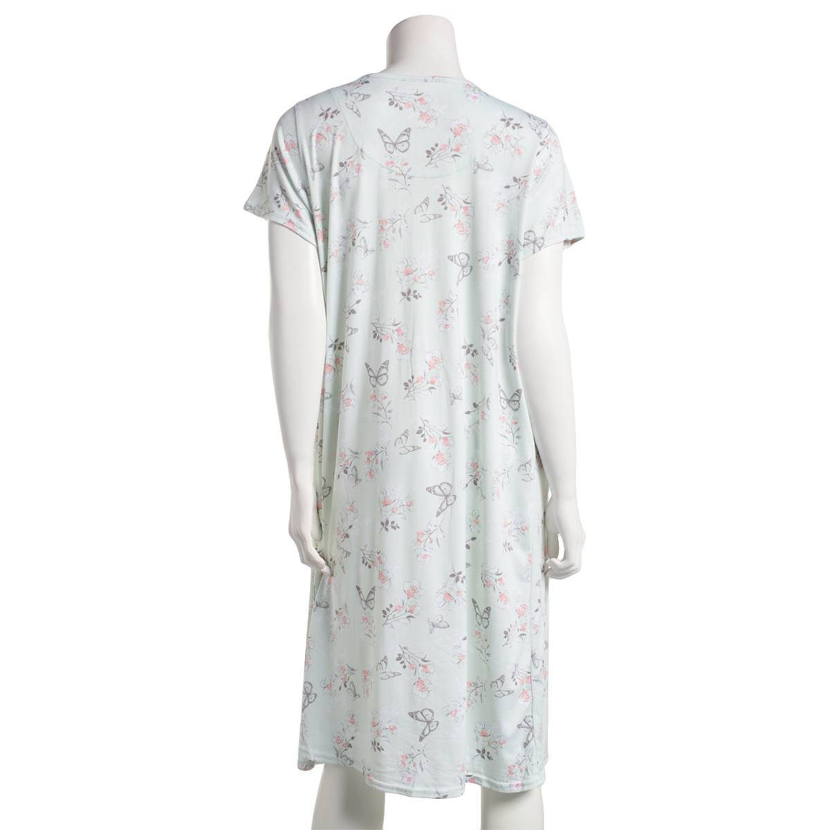Womens Laura Ashley(R) Short Sleeve Floral Butterfly Nightgown