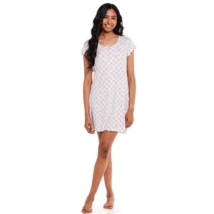 Womens Laura Ashley(R) Rib Geo Bouquets Lettuce Edge Nightshirt