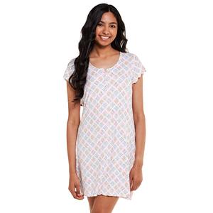 Plus Size Laura Ashley(R) Rib Geo Bouquets Lettuce Edge Nightshirt