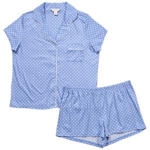 Womens Laura Ashley(R) Short Sleeve Dot Boxer Pajamas Set