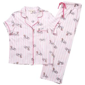 Womens Laura Ashley(R) Stripe Bicycles Capri Pajama Set