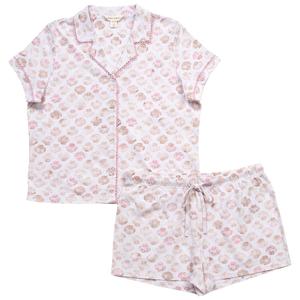 Womens Laura Ashley(R) Short Sleeve Scallop Shells Pajama Set