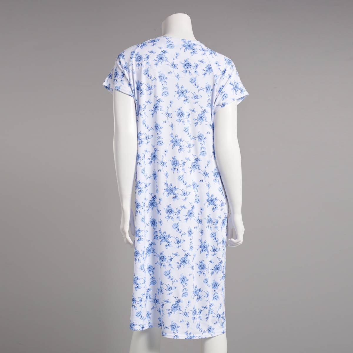 Womens Laura Ashley(R) Short Sleeve Floral Henley Nightgown