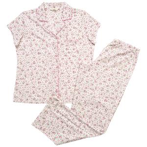 Womens Laura Ashley(R) Short Sleeve Flowers & Hearts Pajama Set