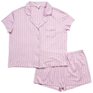 Womens Laura Ashley(R) Short Sleeve Stripe Boxers Pajama Set