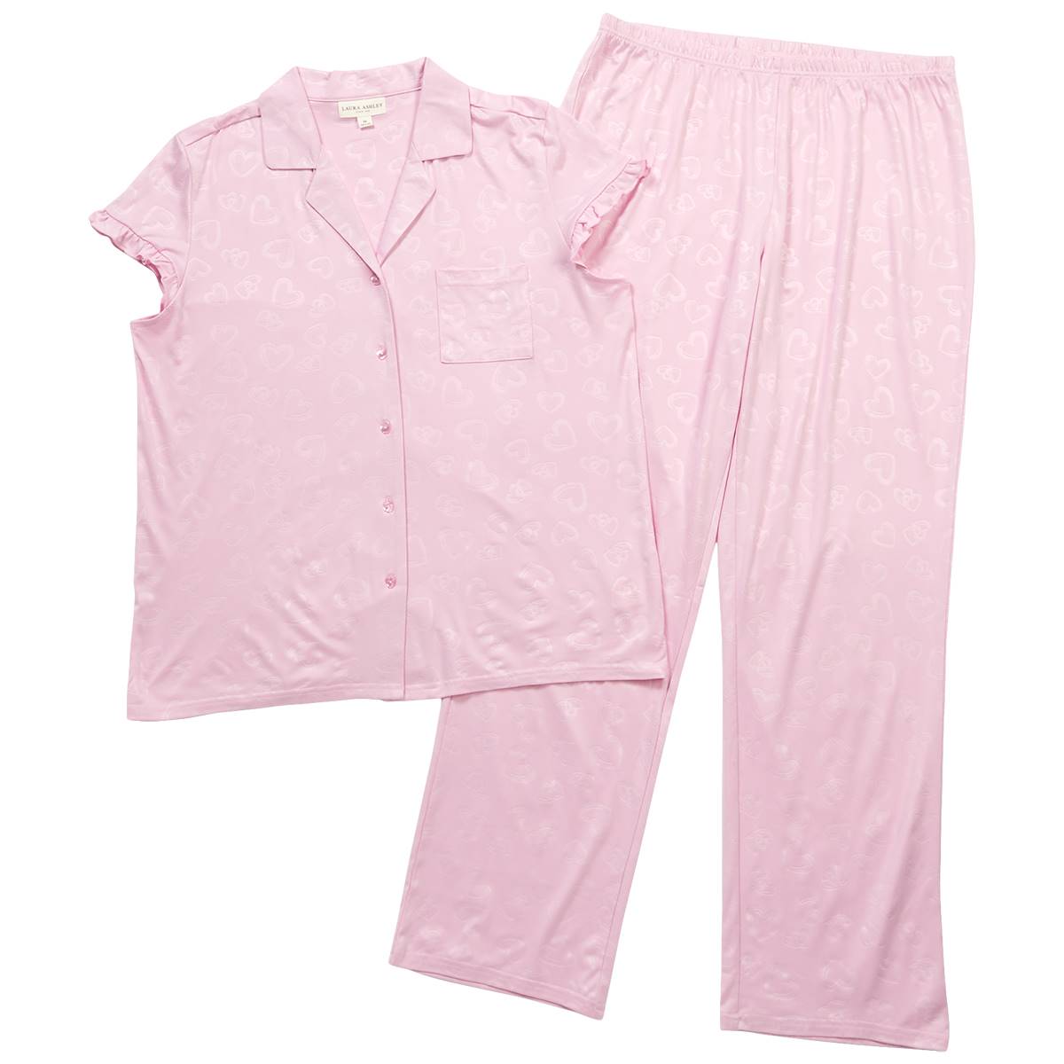 Womens Laura Ashley(R) Short Sleeve Embossed Hearts Pajama Set