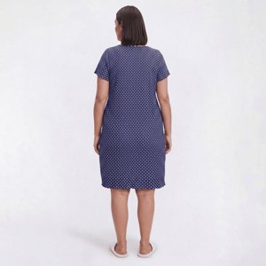 Plus Size Laura Ashley(R) Short Sleeve Dot Lettuce Edge Nightshirt alternate view
