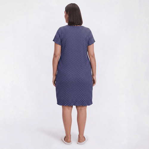 Plus Size Laura Ashley(R) Short Sleeve Dot Lettuce Edge Nightshirt alternate view