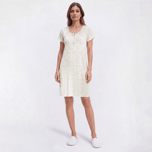 Plus Size Laura Ashley(R) Short Sleeve Floral Lattice Nightshirt