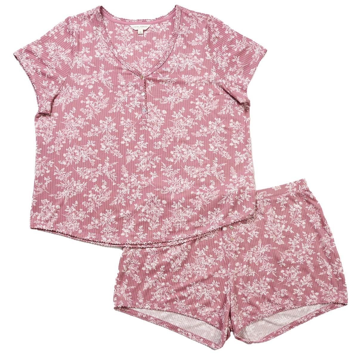 Plus Size Laura Ashley(R) Rib Woodland Floral Shorty Pajama Set