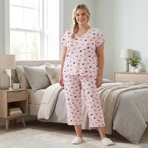 Plus Size Laura Ashley(R) Spring Dogs & Long Leg Pajama Set