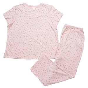 Plus Size Laura Ashley(R) Short Sleeve Rose Toile V-Neck Pajama Set