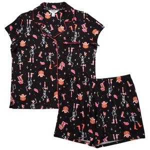 Womens Trick or Treat Sleep Western Dancing Skeletons Pajama Set alternate view